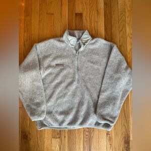 Columbia Mens Large Quarterzip Sherpa Pullover Jacket Grey